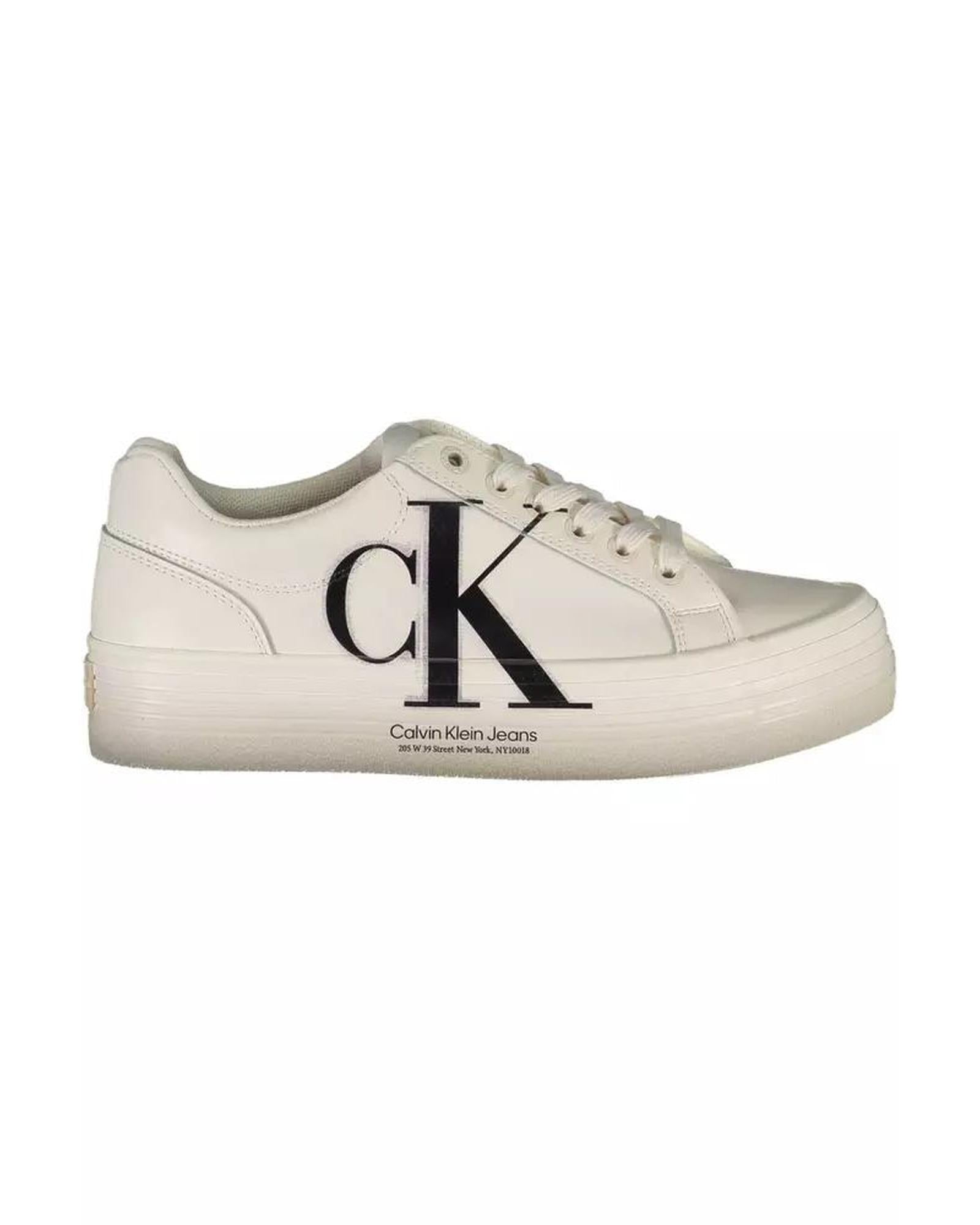 Calvin Klein Women's White Polyester Sneaker - 40 EU