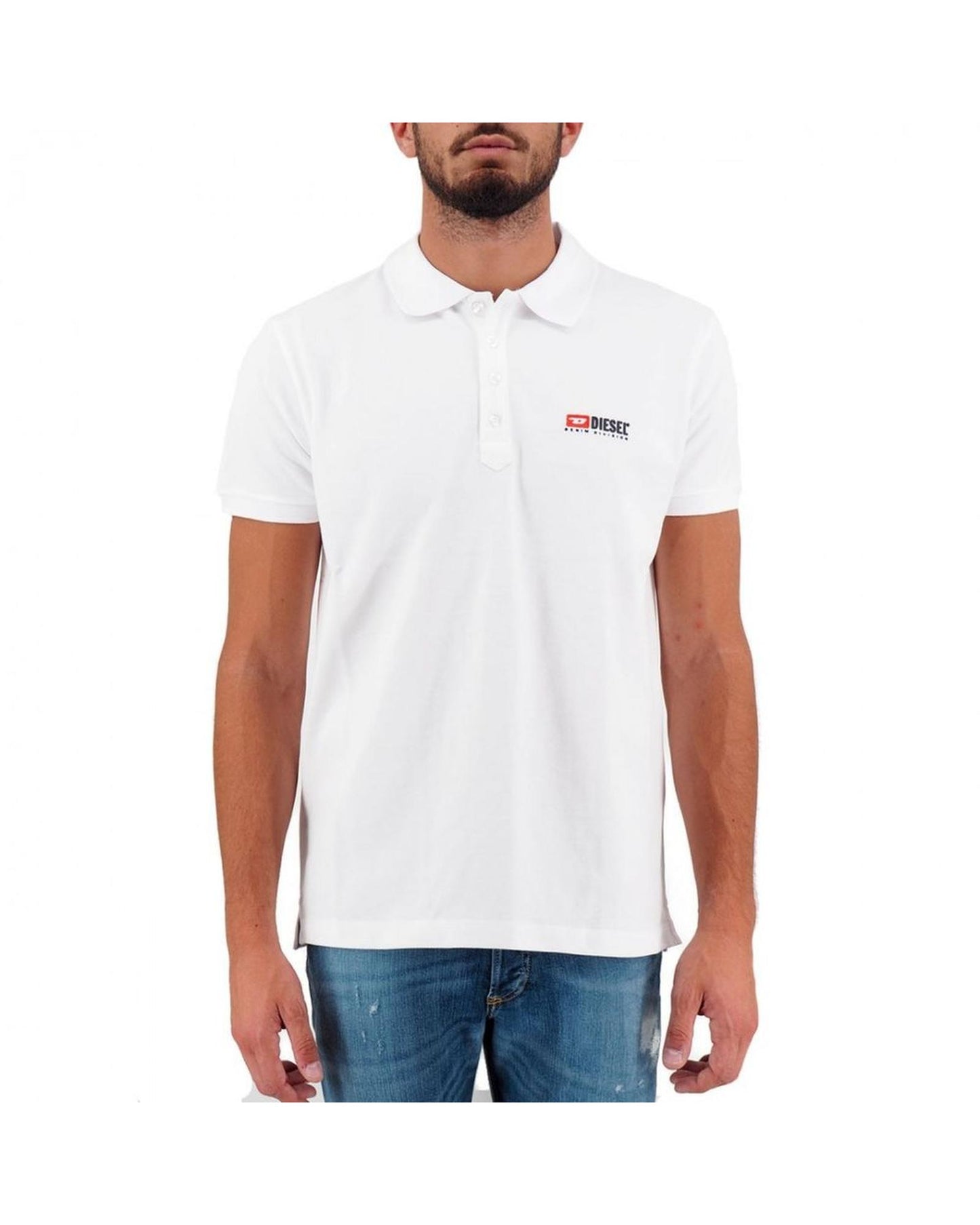 Diesel Men's White Cotton Polo Shirt - XL