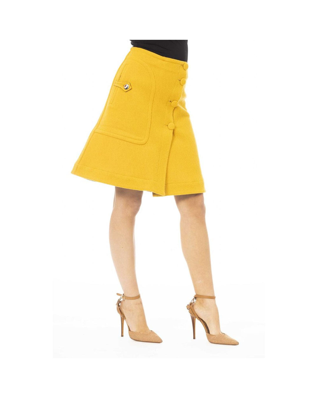 Jacob Cohen Women's Elegant Yellow Wool-Blend Skirt - W40 US