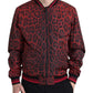 Dolce & Gabbana Men's Red Leopard Bomber Short Coat Jacket - 44 IT