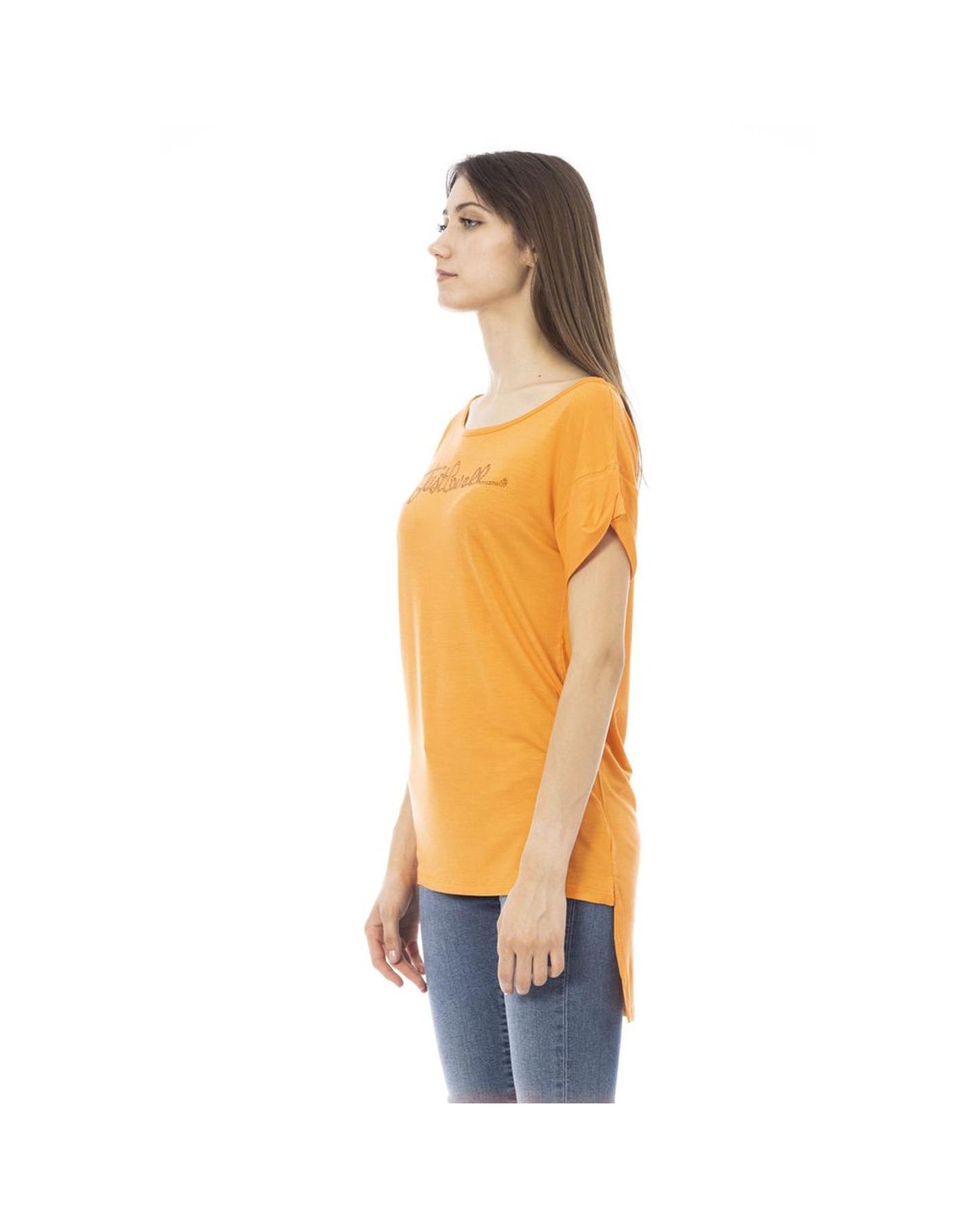 Just Cavalli Women's Orange Cotton Tops & T-Shirt - L