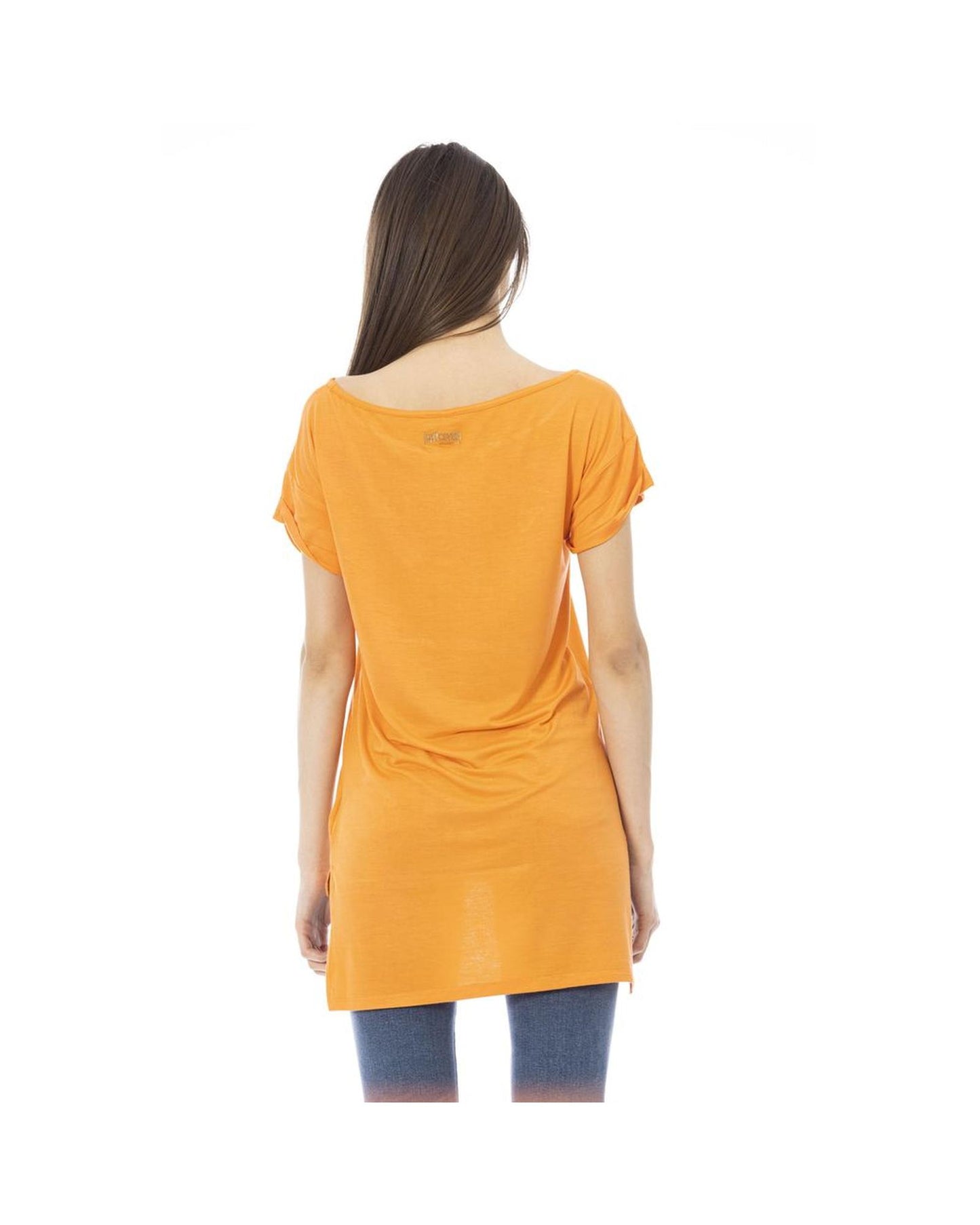 Just Cavalli Women's Orange Cotton Tops & T-Shirt - S