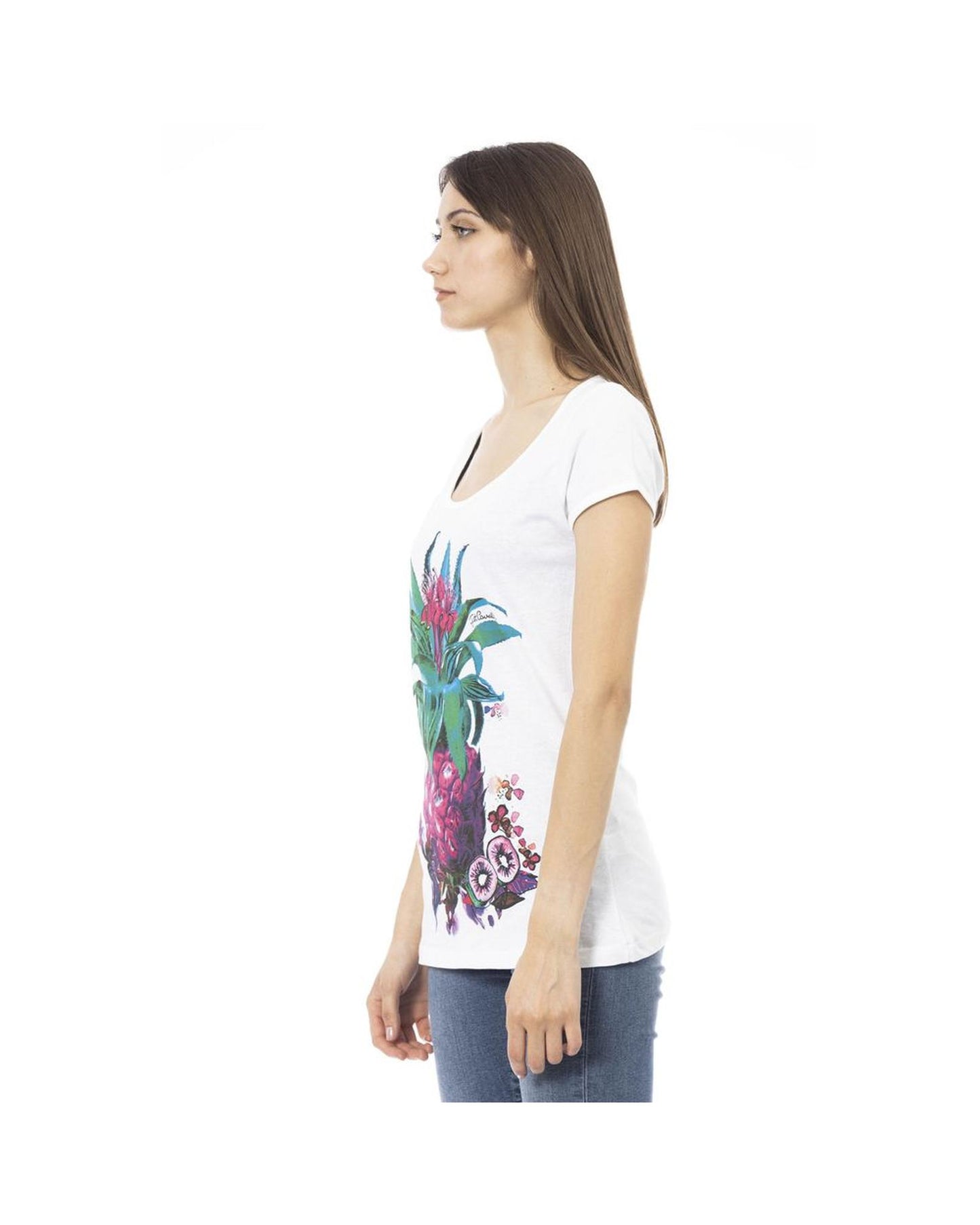 Just Cavalli Women's White Cotton Tops & T-Shirt - L