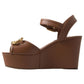 Dolce & Gabbana Women's Brown Leather AMORE Wedges Sandals Shoes - 36 EU