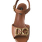 Dolce & Gabbana Women's Brown Leather AMORE Wedges Sandals Shoes - 36 EU