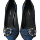 Dolce & Gabbana Women's Blue Floral Ayers Crystal Pumps Shoes - 38 EU