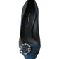 Dolce & Gabbana Women's Blue Floral Ayers Crystal Pumps Shoes - 38 EU