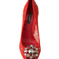 Dolce & Gabbana Women's Red Taormina Lace Crystal Heels Pumps Shoes - 36.5 EU