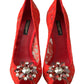 Dolce & Gabbana Women's Red Taormina Lace Crystal Heels Pumps Shoes - 36.5 EU