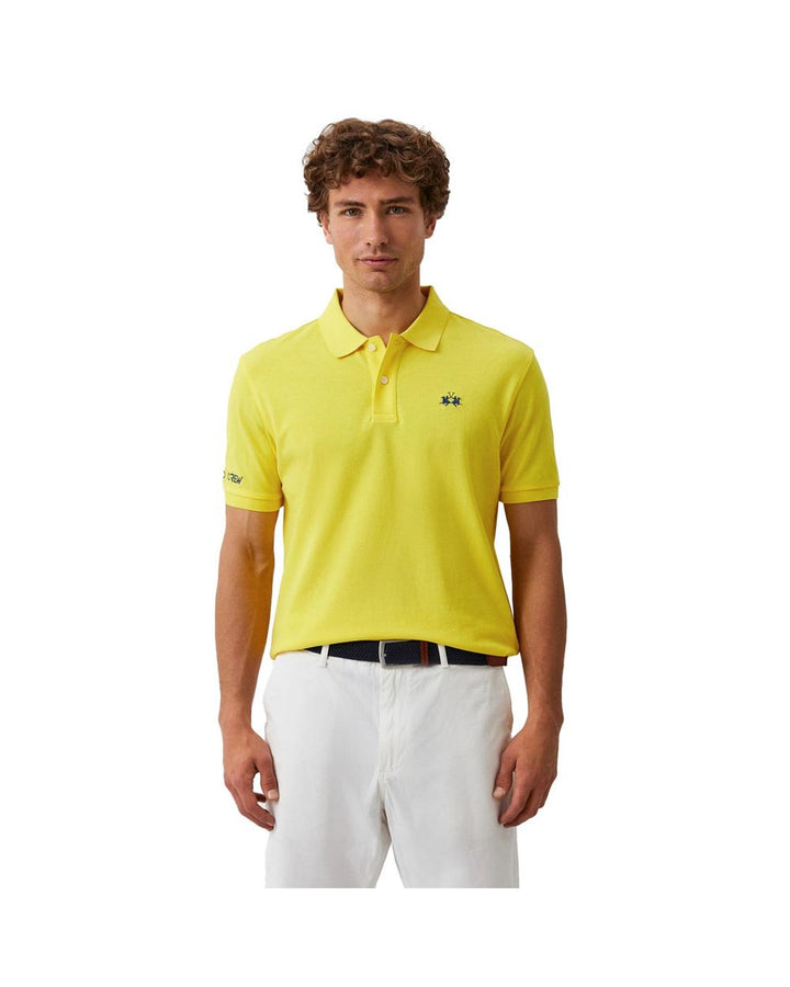 La Martina Men's Yellow Cotton Polo Shirt - 2XL