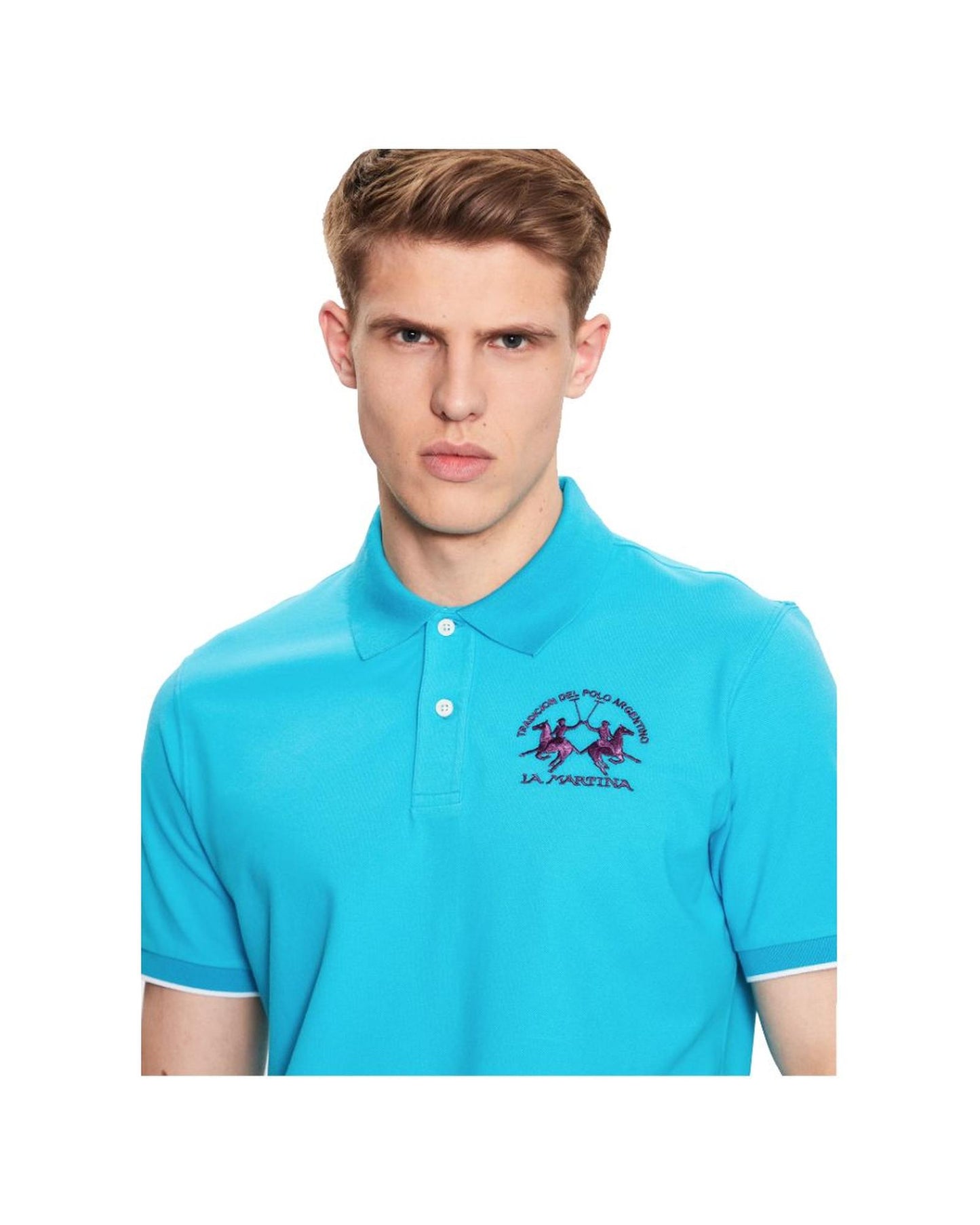 La Martina Men's Light Blue Cotton Polo Shirt - XL