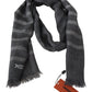 Missoni Men's Gray Striped Wool Unisex Neck Wrap Fringes Scarf - One Size