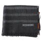 Missoni Men's Gray Striped Wool Unisex Neck Wrap Fringes Scarf - One Size