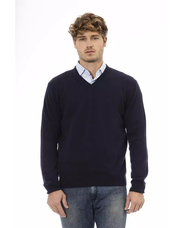 Sergio Tacchini Men's Blue Wool Sweater - L