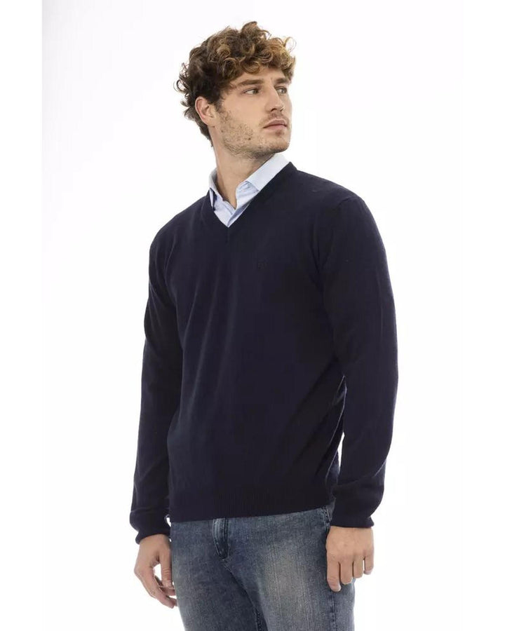 Sergio Tacchini Men's Blue Wool Sweater - L