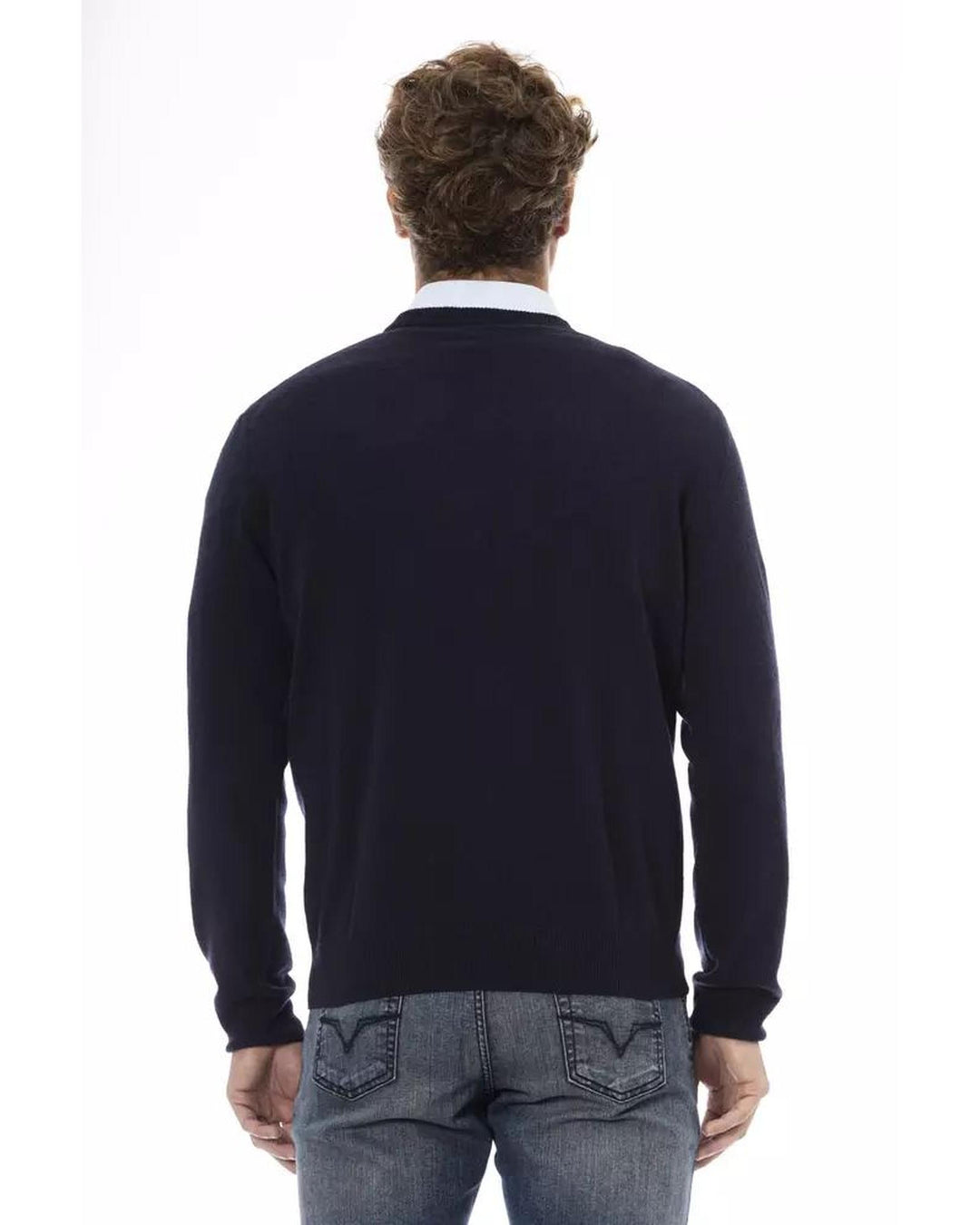 Sergio Tacchini Men's Blue Wool Sweater - L