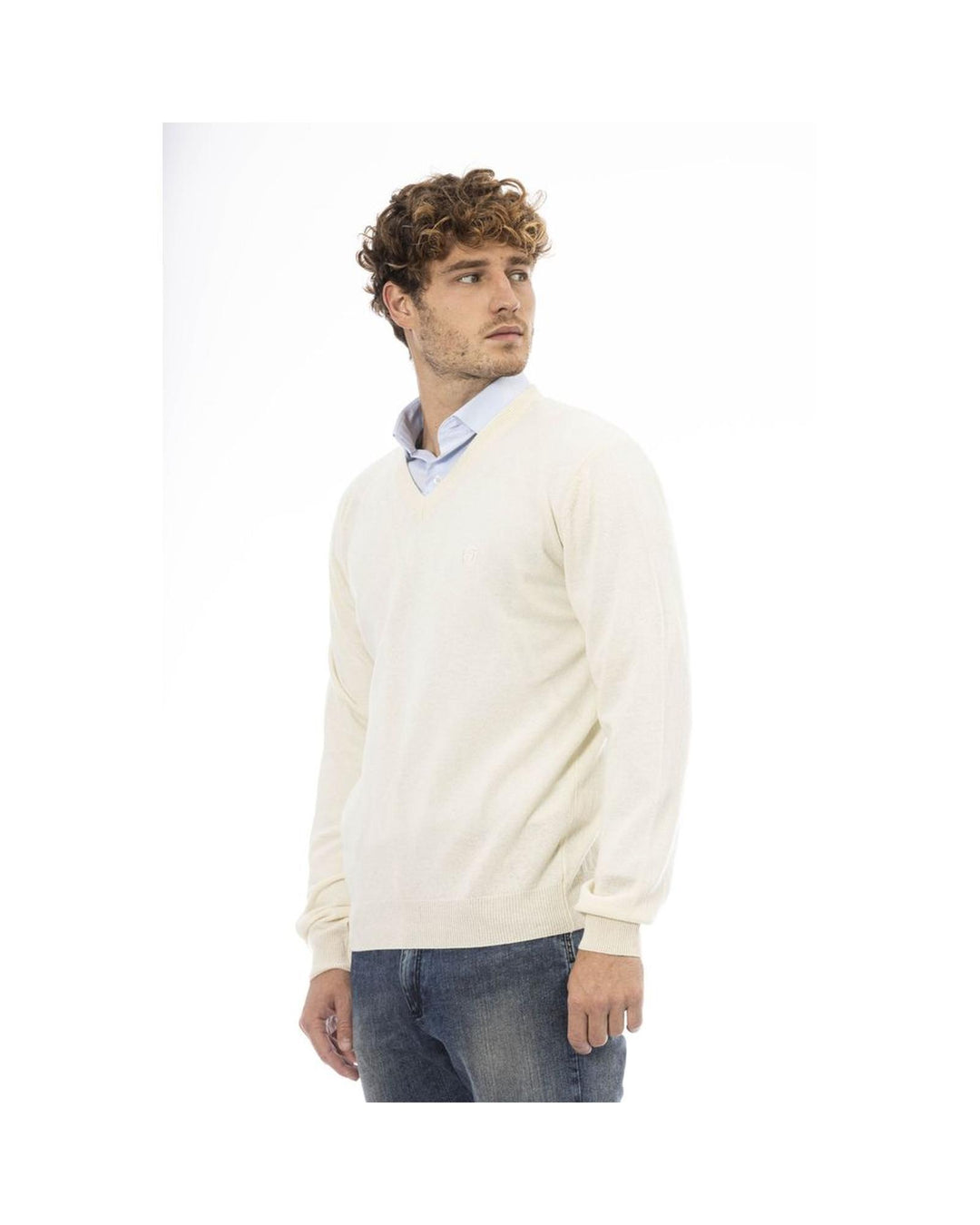 Sergio Tacchini Men's White Wool Sweater - L