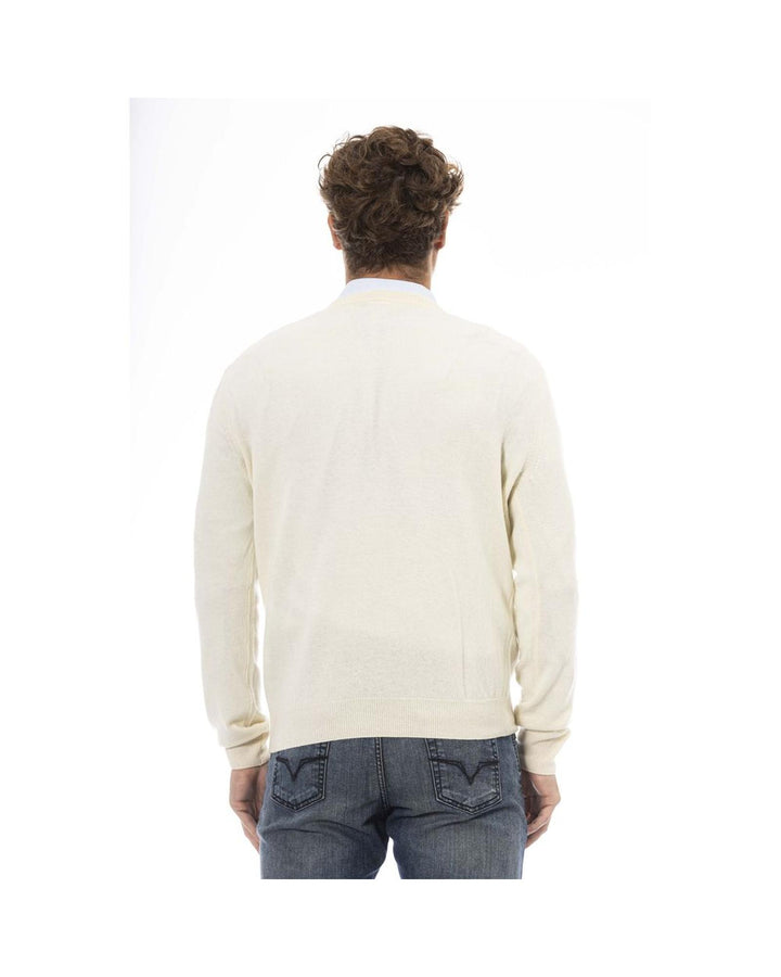 Sergio Tacchini Men's White Wool Sweater - L