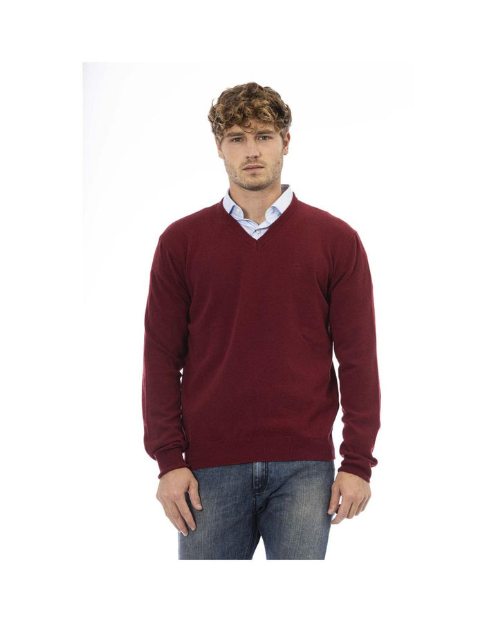 Sergio Tacchini Men's Burgundy Wool Sweater - L