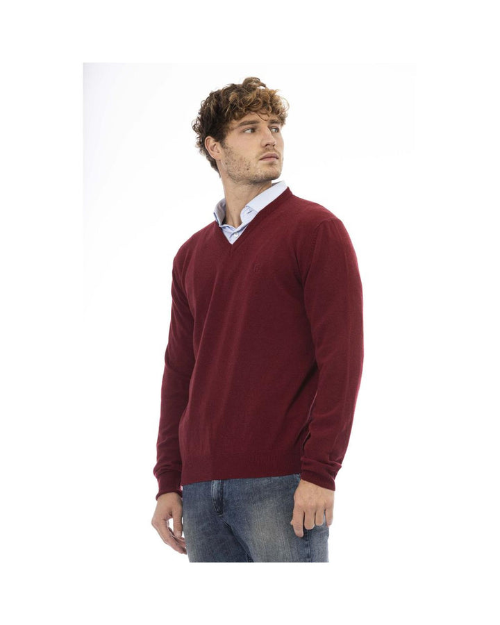 Sergio Tacchini Men's Burgundy Wool Sweater - L