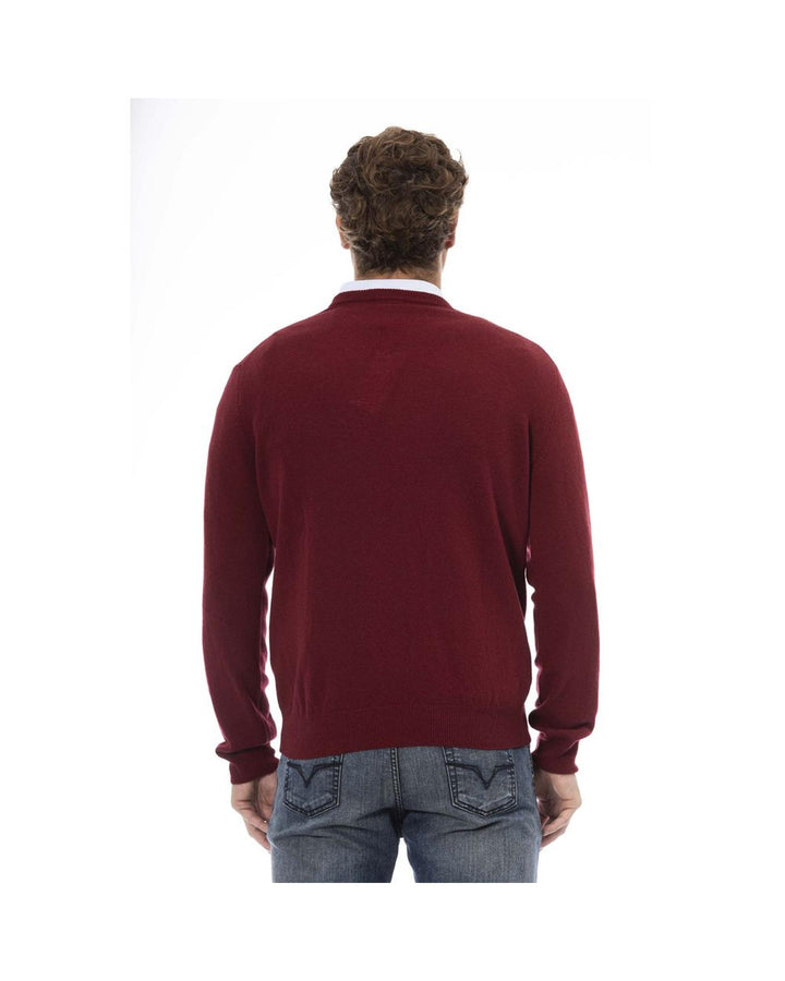 Sergio Tacchini Men's Burgundy Wool Sweater - L