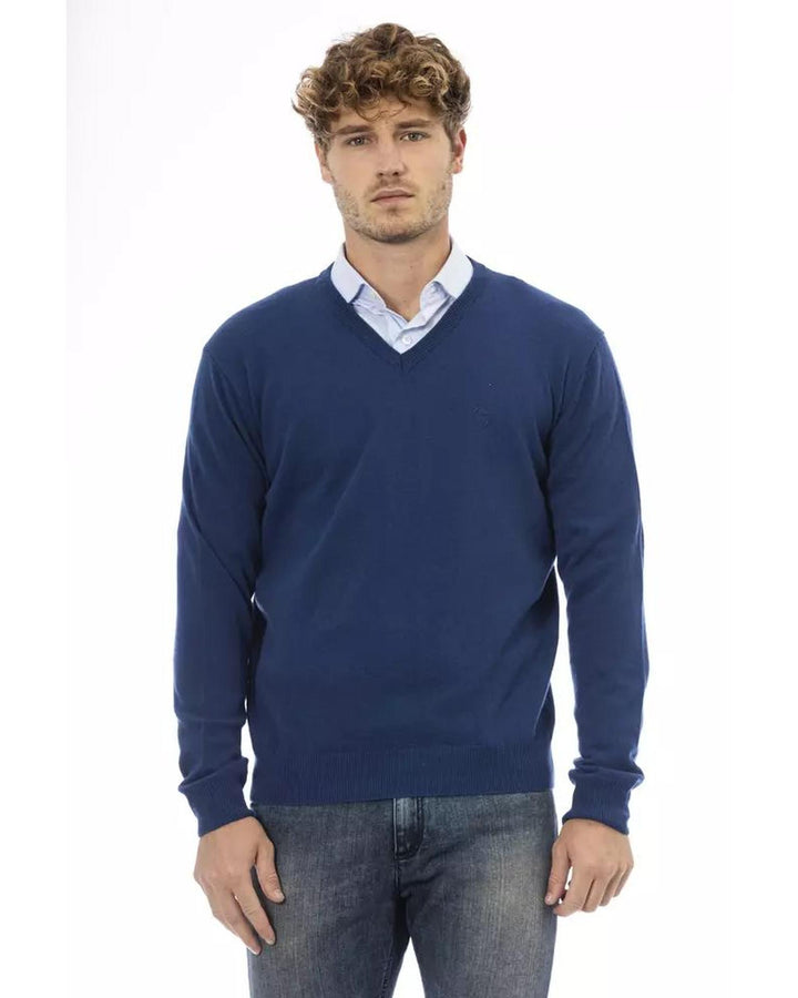 Sergio Tacchini Men's Blue Wool Sweater - S