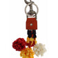 Dolce & Gabbana Women's Red White Raffia Leather Clasp Finder Keyring Keychain - One Size