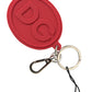 Dolce & Gabbana Women's Red Rubber DG Logo Silver Brass Metal Keyring Keychain - One Size