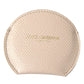 Dolce & Gabbana Women's Beige Calfskin Leather Round Logo Hand Mirror Holder - One Size