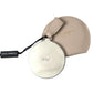 Dolce & Gabbana Women's Beige Calfskin Leather Round Logo Hand Mirror Holder - One Size