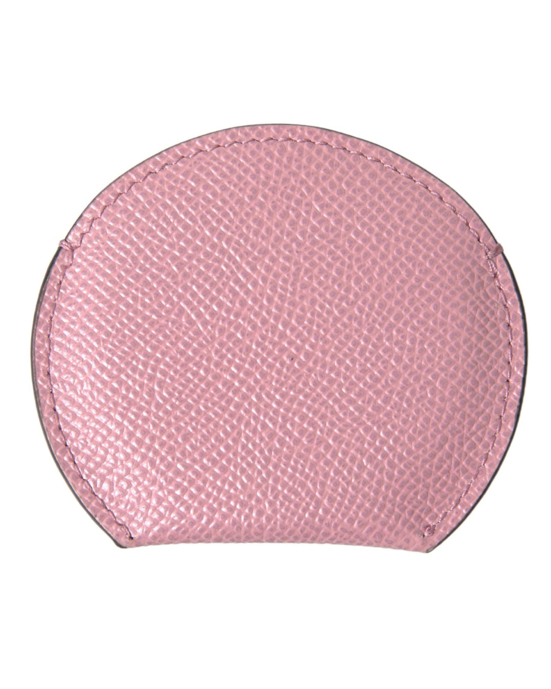 Dolce & Gabbana Women's Pink Calfskin Leather Round Logo Print Hand Mirror Holder - One Size