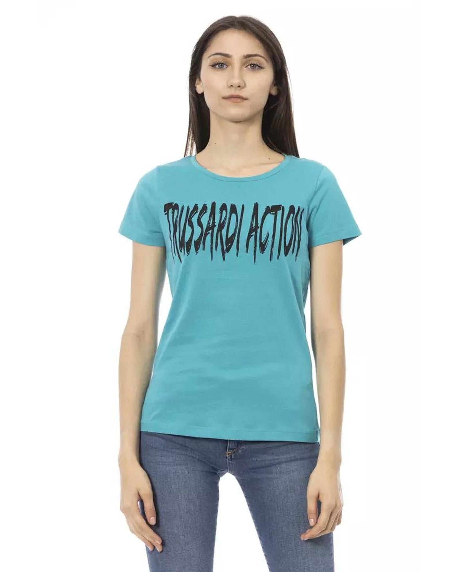 Trussardi Action Women's Light Blue Cotton Tops & T-Shirt - 2XL