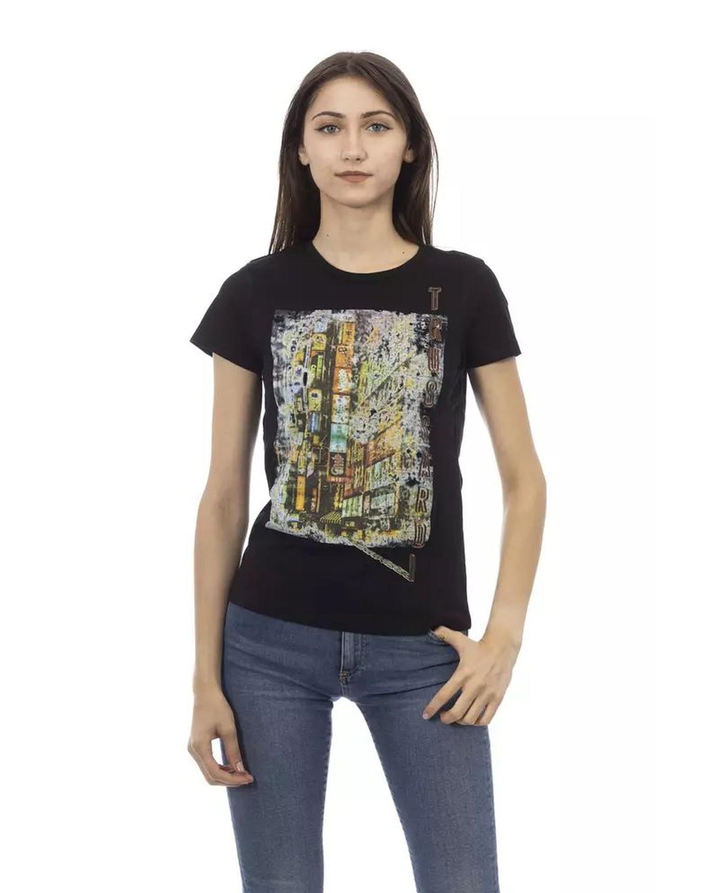 Trussardi Action Women's Black Cotton Tops & T-Shirt - M