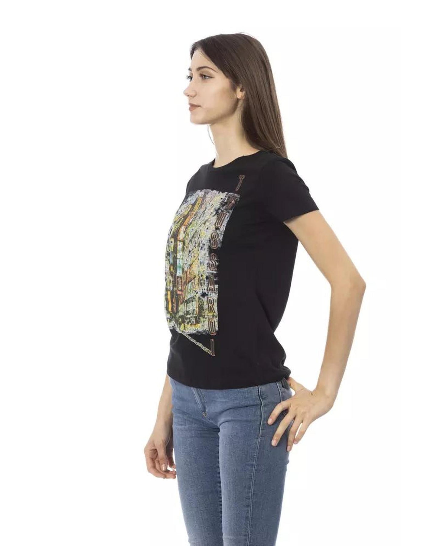 Trussardi Action Women's Black Cotton Tops & T-Shirt - M