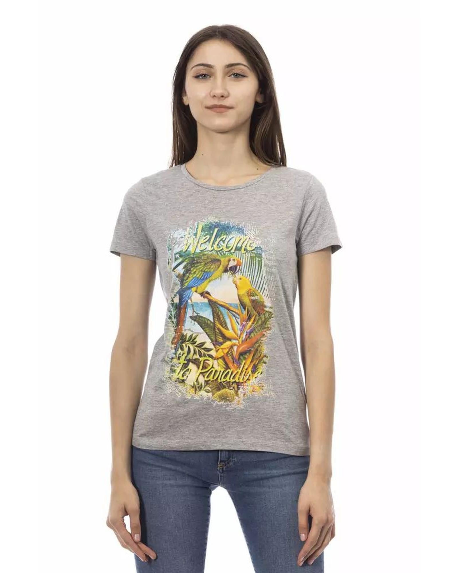 Trussardi Action Women's Gray Cotton Tops & T-Shirt - M