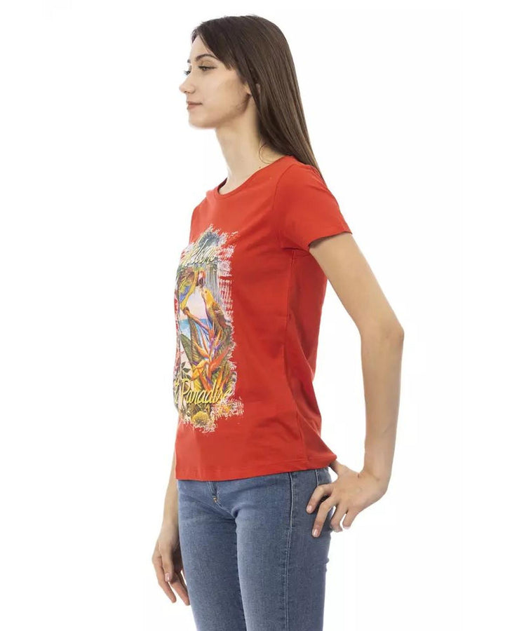 Trussardi Action Women's Red Cotton Tops & T-Shirt - M