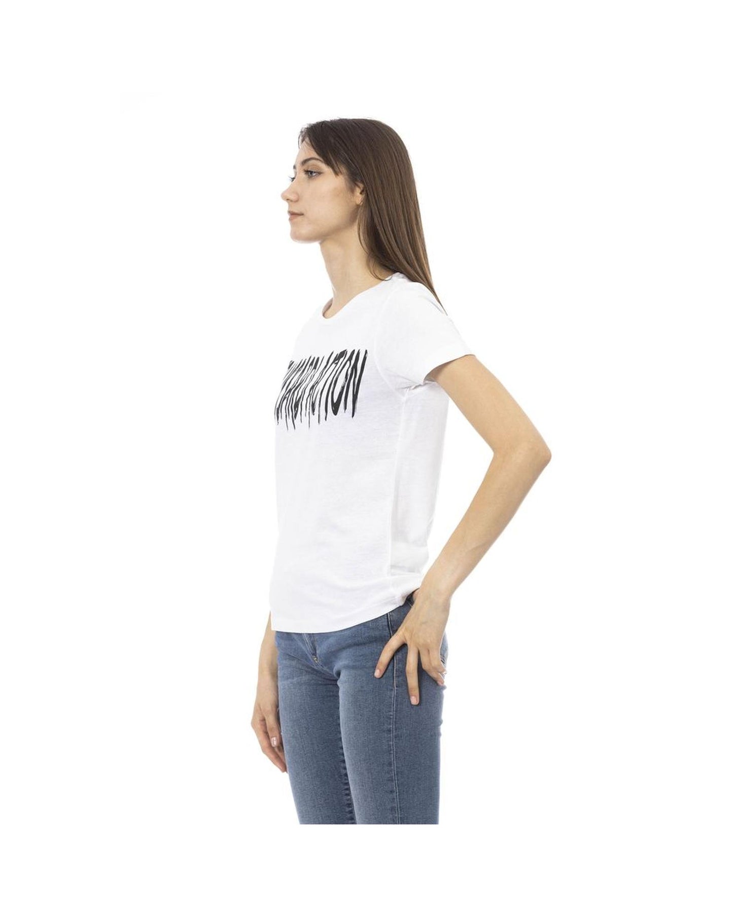 Trussardi Action Women's Elegant Short Sleeve Tee with Chic Front Print - L