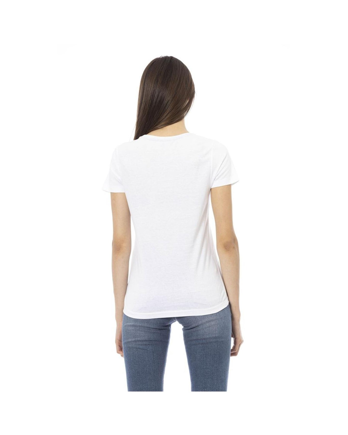 Trussardi Action Women's Elegant Short Sleeve Tee with Chic Front Print - M