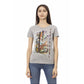 Trussardi Action Women's Chic Gray Cotton Blend Tee with Unique Print - S