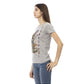 Trussardi Action Women's Chic Gray Cotton Blend Tee with Unique Print - S