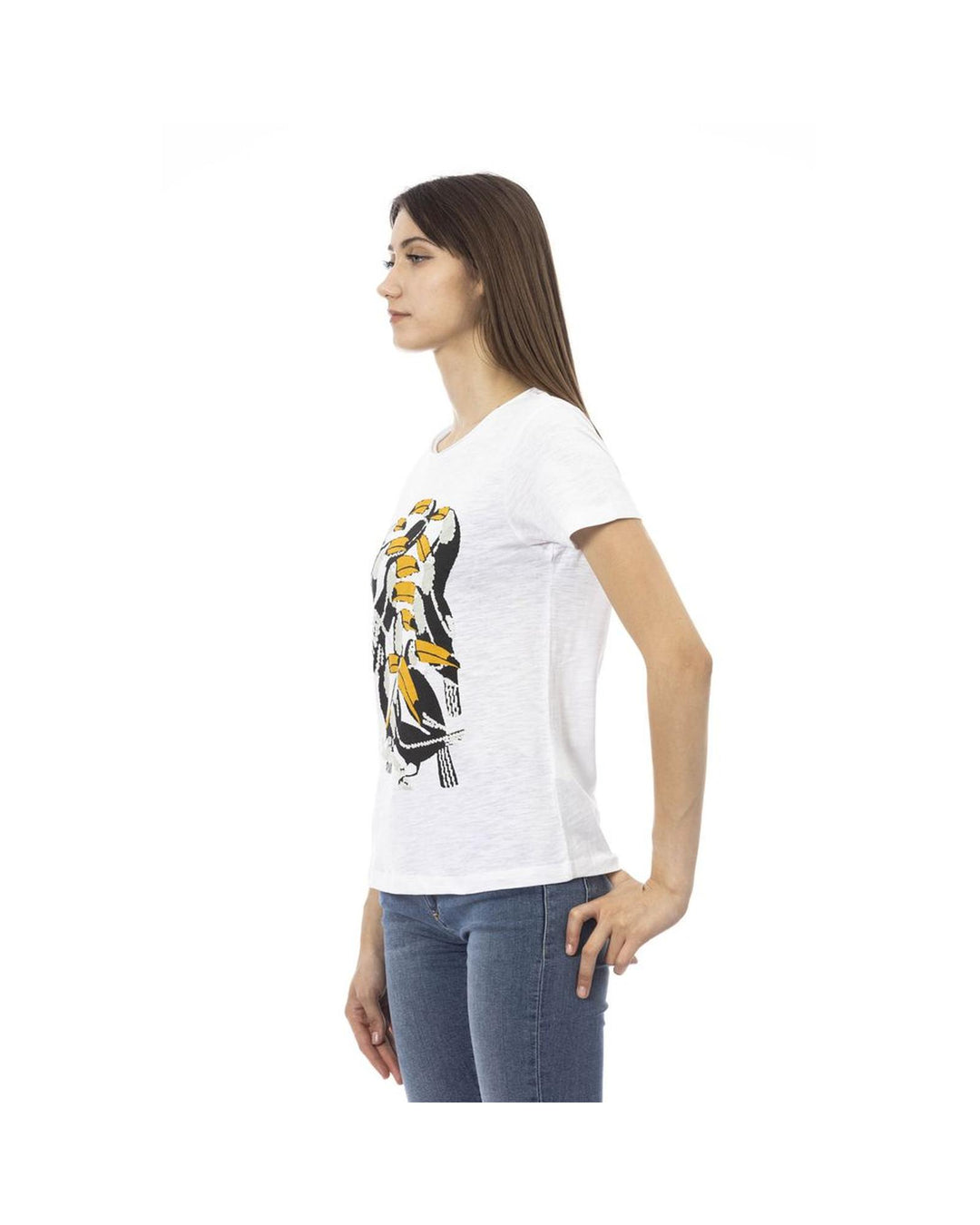 Trussardi Action Women's Chic White Short Sleeve Tee with Exclusive Print - 2XL