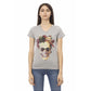 Trussardi Action Women's Elegant Gray V-Neck Tee with Front Print - XS