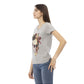 Trussardi Action Women's Elegant Gray V-Neck Tee with Front Print - XS