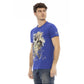 Trussardi Action Men's Sleek Blue Cotton Tee with Unique Front Print - 3XL