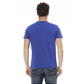 Trussardi Action Men's Sleek Blue Cotton Tee with Unique Front Print - 3XL