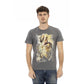 Trussardi Action Men's Chic Gray Cotton Tee with Statet Print - 3XL