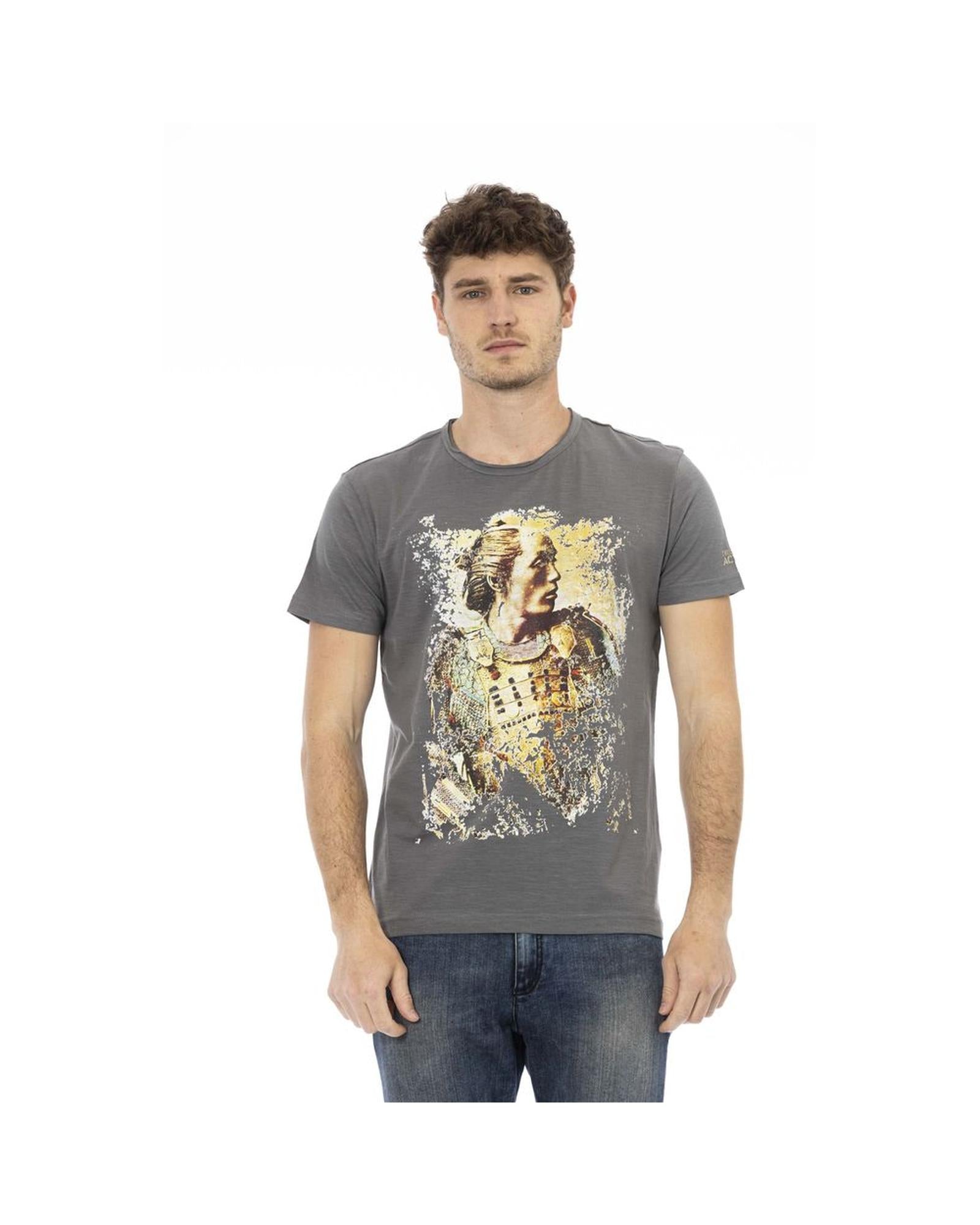 Trussardi Action Men's Chic Gray Cotton Tee with Statet Print - 3XL