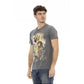 Trussardi Action Men's Chic Gray Cotton Tee with Statet Print - 3XL