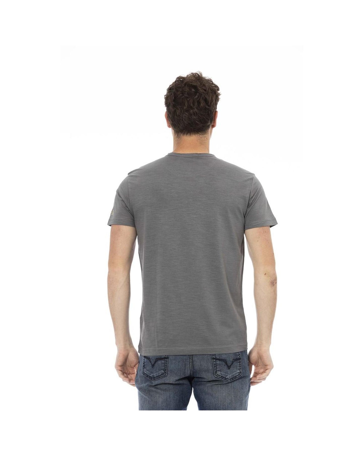 Trussardi Action Men's Chic Gray Cotton Tee with Statet Print - 3XL