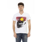 Trussardi Action Men's Elegant White V-Neck Tee with Front Print - XL